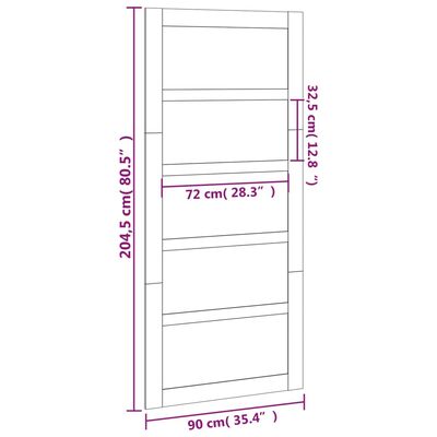 vidaXL Puerta de granero madera maciza pino 90x1,8x204,5 cm