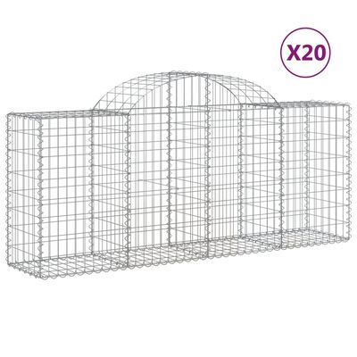 vidaXL Cestas de gaviones 20 uds forma de arco hierro 200x50x80/100 cm