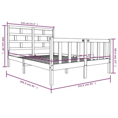 vidaXL Estructura de cama madera maciza de pino 150x200 cm