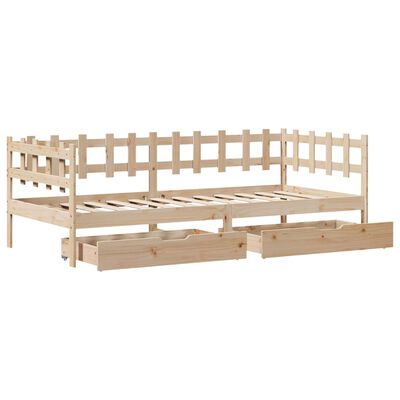 vidaXL Sofá cama con cajones madera maciza de pino 80x200 cm