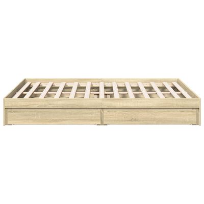 vidaXL Cama con cajones madera ingeniería roble Sonoma 150x200 cm