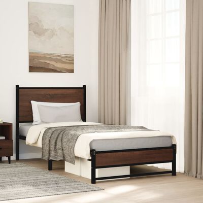 vidaXL Estructura de cama sin colchón metal marrón roble 90x200 cm