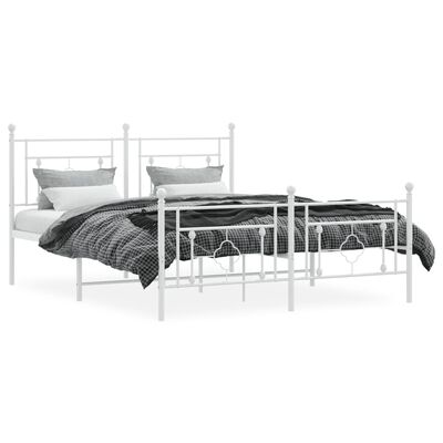 Estructura cama metal con cabecero y estribo blanco 150x200 cm
