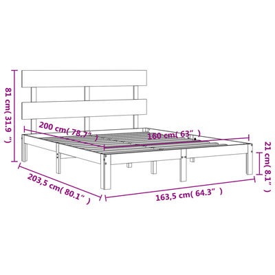 vidaXL Estructura de cama con cabecero madera maciza blanco 160x200 cm