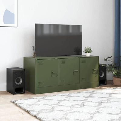 vidaXL Mueble de TV de acero verde oliva 99x39x44 cm