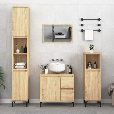 vidaXL Armario de baño madera contrachapada roble Sonoma 30x30x100 cm