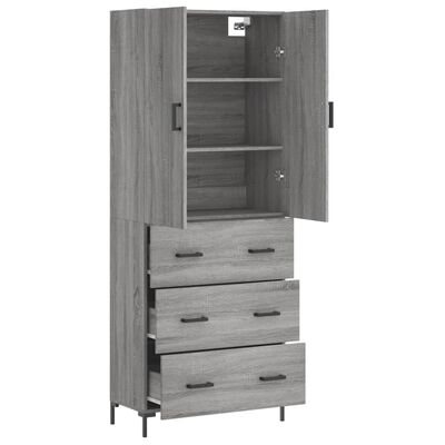 vidaXL Aparador alto madera contrachapada gris sonoma 69,5x34x180 cm