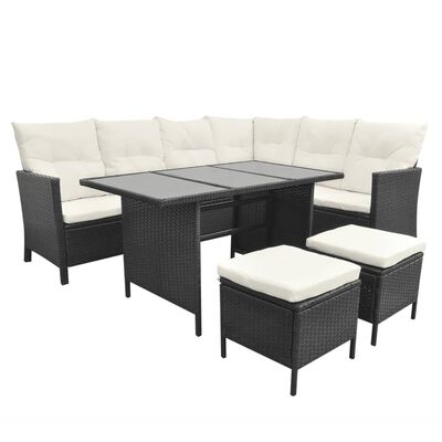 vidaXL Set de muebles de jardín 4 pzas y cojines ratán sintético negro