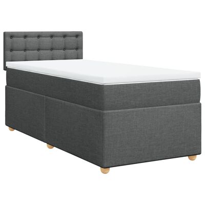 vidaXL Cama box spring con colchón tela gris oscuro 90x190 cm