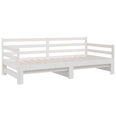 vidaXL Sofá cama extraíble madera maciza de pino blanco 2x(90x190) cm