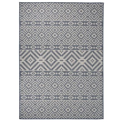 vidaXL Alfombra de exterior de tejido plano rayas azules 200x280 cm