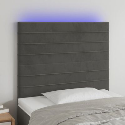 vidaXL Cabecero con luces LED terciopelo gris oscuro 80x5x118/128 cm