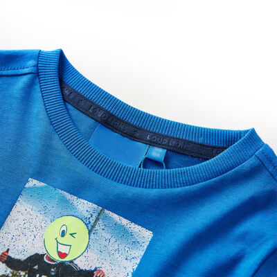Camiseta infantil de manga larga azul cobalto 116