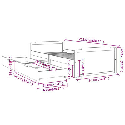 vidaXL Estructura de cama sin colchón madera maciza de pino 90x200 cm