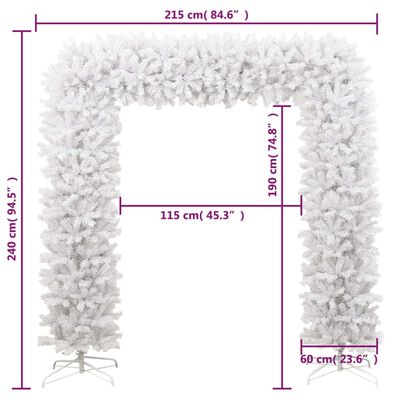 vidaXL Árbol de Navidad en arco blanco 240 cm