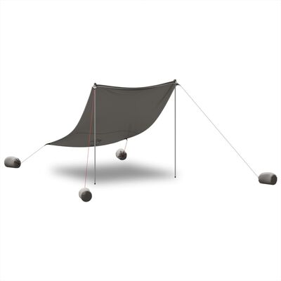 vidaXL Toldo de playa con anclas de arena gris 214x236 cm