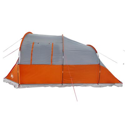 vidaXL Tienda de camping con túnel 4 personas impermeable gris naranja