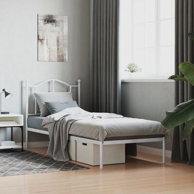 vidaXL Estructura cama sin colchón con cabecero metal blanco 90x200 cm