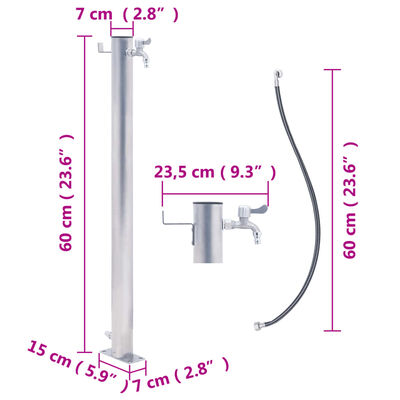 vidaXL Fuente de agua para jardín acero inoxidable redonda 60 cm