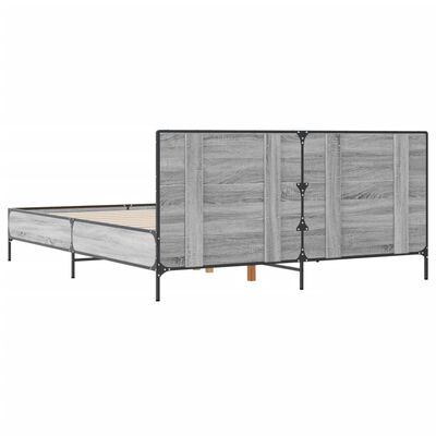 vidaXL Estructura cama madera ingeniería metal gris Sonoma 140x200 cm