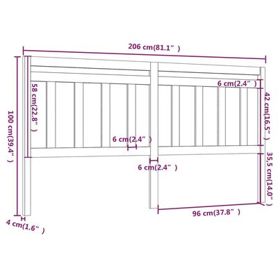 vidaXL Cabecero de cama madera maciza de pino blanco 206x4x100 cm