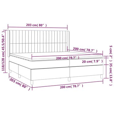 vidaXL Cama box spring con colchón tela gris oscuro 200x200 cm