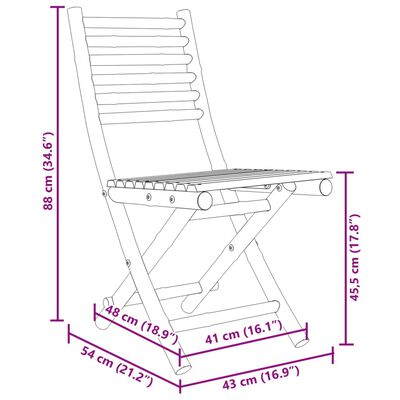 vidaXL Sillas de jardín plegables 8 unidades bambú 43x54x88 cm