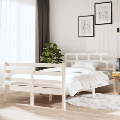 vidaXL Estructura cama doble pequeña madera maciza blanco 120x190 cm