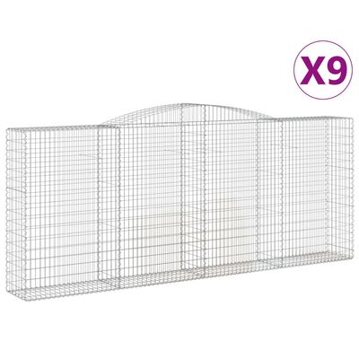 vidaXL Cestas de gaviones 9 uds forma de arco hierro 400x50x160/180 cm