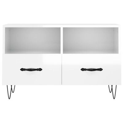 vidaXL Mueble de TV madera contrachapada blanco brillo 80x36x50 cm