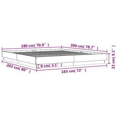 vidaXL Estructura de cama con luces LED roble Sonoma 180x200 cm