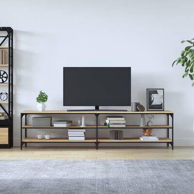 vidaXL Mueble TV metal y madera contrachapada roble Sonoma 200x30x50cm