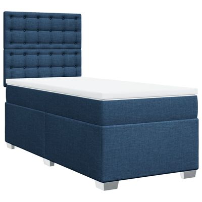 vidaXL Cama box spring con colchón tela azul 90x190 cm