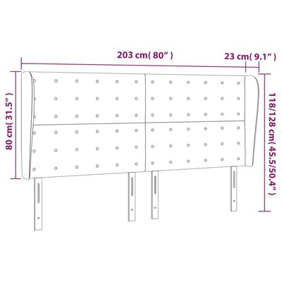 vidaXL Cabecero con orejas cuero sintético blanco 203x23x118/128 cm