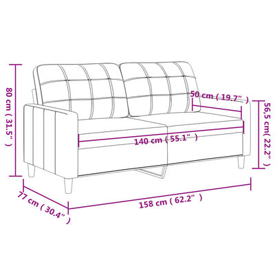 vidaXL Sofá de 2 plazas de tela negro 140 cm