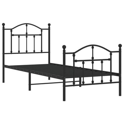 vidaXL Estructura de cama con cabecero y estribo metal negro 90x190 cm