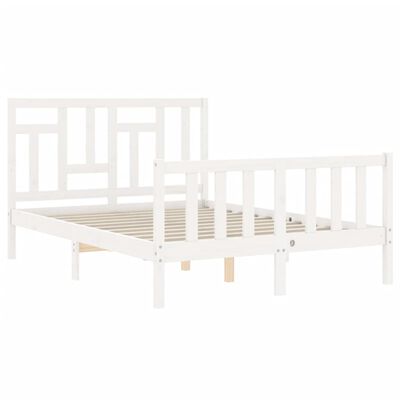 vidaXL Estructura de cama con cabecero madera maciza blanco 120x200 cm