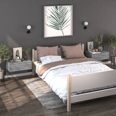 vidaXL Mesita de noche de pared 2 unidades color gris Sonoma