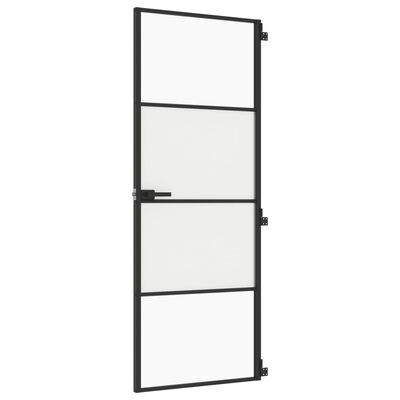 vidaXL Puerta interior delgada negra vidrio y aluminio 76x201,5 cm