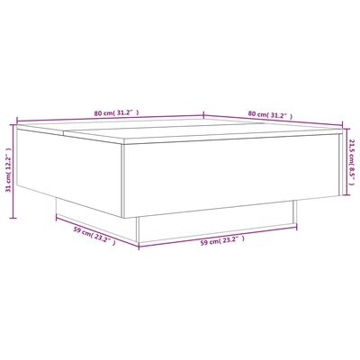 vidaXL Mesa de centro madera de ingeniería gris Sonoma 80x80x31 cm