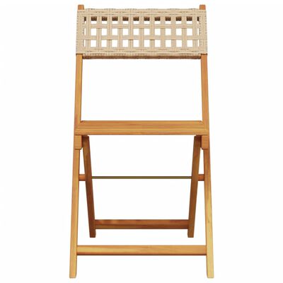 vidaXL Juego de bistro de 3 piezas ratán PE y madera maciza beige