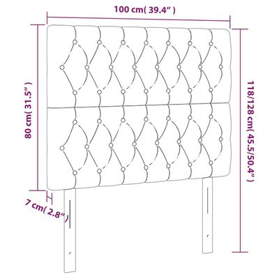 vidaXL Cabeceros 2 unidades de tela gris claro 100x7x78/88 cm