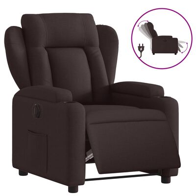 vidaXL Sillón reclinable eléctrico tela marrón oscuro