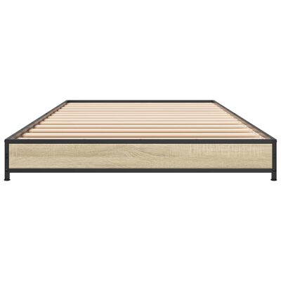 vidaXL Estructura cama madera ingeniería metal roble Sonoma 75x190 cm