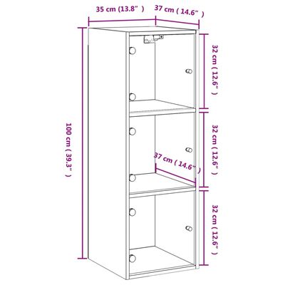 vidaXL Mueble de pared puertas de vidrio roble Sonoma 35x37x100 cm