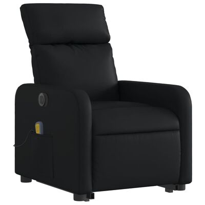 vidaXL Sillón de masaje elevable eléctrico cuero sintético negro