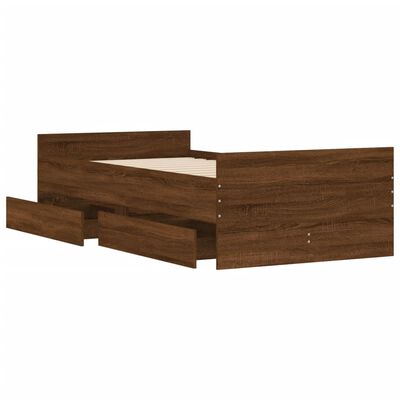 vidaXL Estructura de cama con cajones roble marrón 75x190 cm