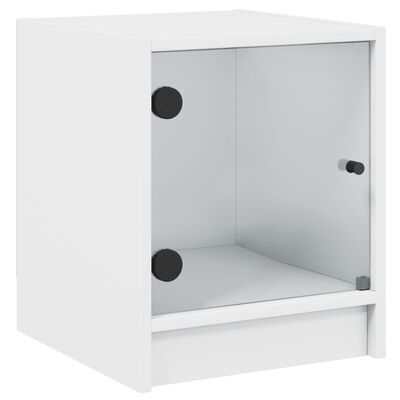 vidaXL Mesita de noche con puerta de vidrio blanco 35x37x42 cm