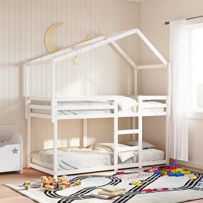 vidaXL Techo de cama infantil madera maciza blanco 203x80,5x142 cm