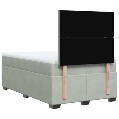 vidaXL Cama box spring con colchón terciopelo gris claro 120x190 cm